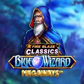 Official Slots logo: Fire Blaze Blue Wizard Megaways by Rarestone Gaming at Turbo Wins Casino
